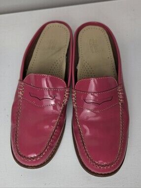 Women's Pink Patent Leather Slip-On Loafer Mules - Casual Comfort